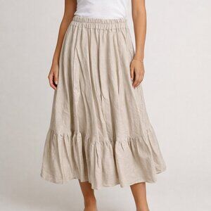 NWT Loud Bodies Maxi Skirt in Beige Certified Natural Fabric Handsewn Size 3X
